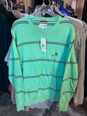 Vintage Crest by Tommy Hilfiger Green Striped Crewneck Sweater